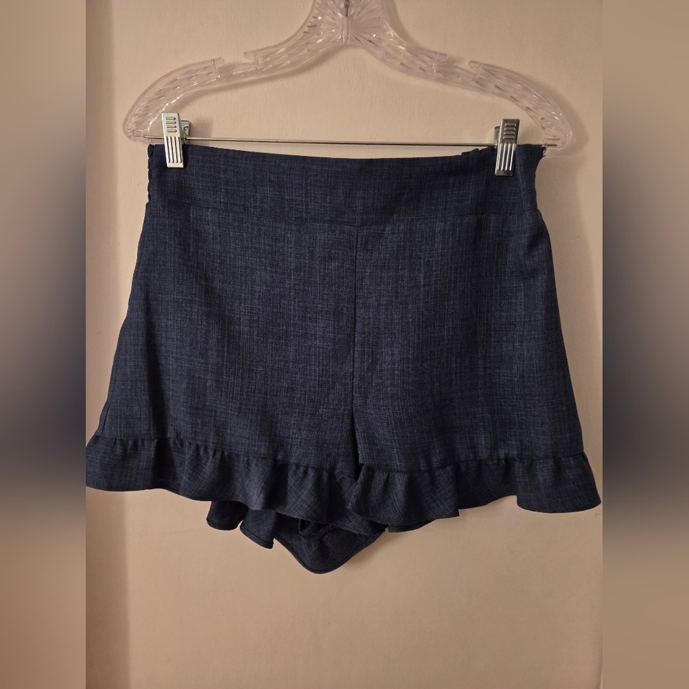 BCBGeneration High Waist Navy Shorts with Ruffle Hem Sz M